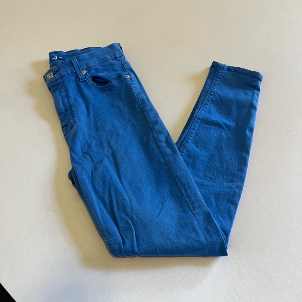 7 For All Mankind blue dyed skinny jeans 26